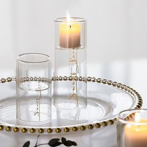 Candle Holders Modern Glasses Clear Votive Simple Pillar Rustic Romantic Table Mum Tutucu Wedding Decor EI50CH