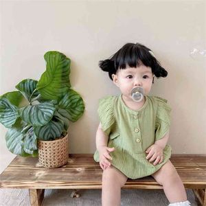 Bebek Konfeksiyon Bodysuit Bebek Yaz Elbise Kız Çift Gazlı Bez Ince Kız Giysileri 210702