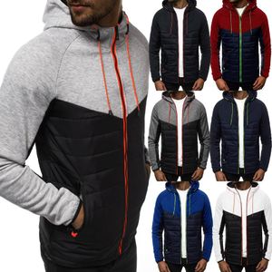 Mens Sweatshirts Casual Hooded Sportswear Jacket Patchwork Raglan Sleeve Coat Zipper Hoodies Autumn Winter Tracksuits Outerwear Male Hoody Streetwear S-4XL