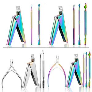 Beleza Spa 5 Pcs Manicure Set Ferramentas Colorido Aço Inoxidável Cutícula Técnicas Tesoura Nail Art Tool