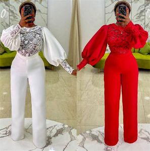 2021 Plus Size Arabic Aso Ebi Lace Sexy Vintage Prom Dresses Long Sleeves Sheath Jumpsuits Evening Formal Party Second Reception Gowns ZJ577