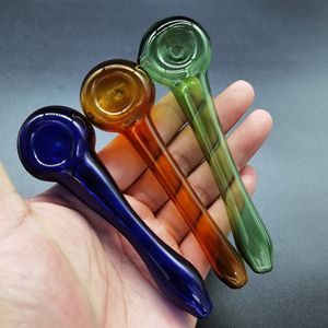 Glass Oil Burner Pipe 4.3inch Pyrex Colorful Tobacco Dry Herb Smoking Spoon Pipes Random Color High Quality Smoke Accessory Bongs