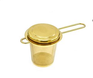 Fileiro de aço inoxidável do chá do ouro dobrável Cesta dobrável do infusor do chá para o copo do bule Teware Acessórios RRA11903