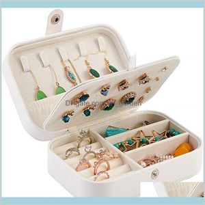 Boxen Verpackung PU Leder Box Tragbare Reise Schmuck Organizer Display Lagerung Fall Halter Für Ringe Ohrringe Halskette Drop Lieferung