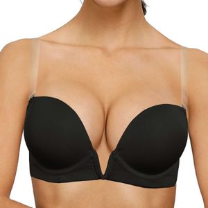 Damer varje dag bras sexig underkläder push up bh kvinnor låg kopp plunge silikon ultra vadderad underwire underkläder plus storlek 210623