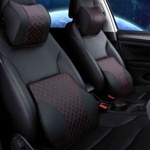 4colors leather Car waist support memory cotton headrest for seat lumbar pillow driver car with four seasons cushion pad