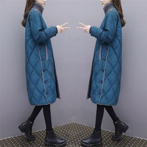 プラスサイズの暖かい女性の冬のコートパーカースリムコットンパッド入りのベーシックジャケットの女性カジュアル長いwemer feminina 211011