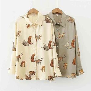 Мода женские блузки леопардовые печать рубашки весна осень с длинным рукавом блузка рубашки blusas mujer 210715