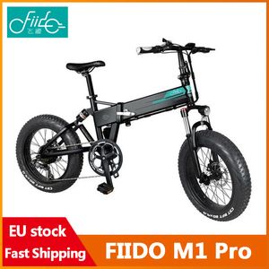 Electric Bicycles For оптовых-EU Insock Fiido M1 Pro Electric Bike дюймовый жирный шин ah V W складной мопедный велосипед км ч Вершина скорости км Диапазон пробега включенный НДС