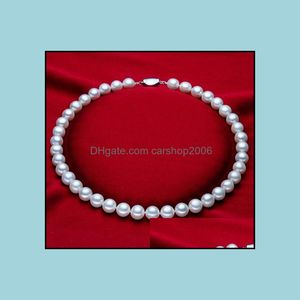 Bärade halsband hängar smycken 9-10mm White South Sea Natural Pearl Necklace 18 Inch S925 Sier Aessories 1564 Drop Delivery 2021 9OJGF