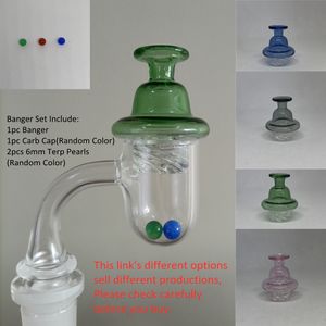 Yuvarlak Alt Kuvars Banger Renkli Terp İnci Boncuk Carb Cap Cam Sigara Cobom kiti Düz Üst 10mm 14mm 18mm 19mm Erkek Kadın Ortak Kase Bong