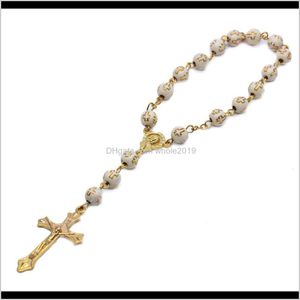 Beaded Strands Bracelets Jewelry Drop Delivery Car Hanging Rosary Plastic Bronzing Cross Bracelet Dsjqw