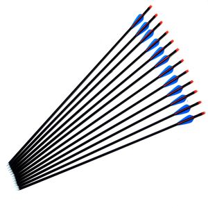 12pcs arco e flecha de arco-de-arco-de-arco de 12 pcs alvo de caça setas de fibra de vidro com nocas ajustáveis ​​para seta de proa recorrida composta