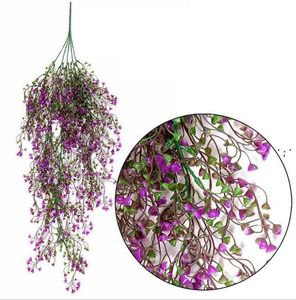 ニューコラーの人工花のつる絹の吊り下げ葉の葉の葉のための庭の壁の装飾プラスチックの花ウェディングLLE10671
