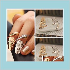 Band smycken pcslot utsökt söt retro drottning dragonfly design rhinestone plommon orm guldsier ring finger nagelringar dropp leverans