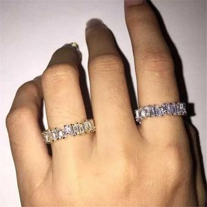 Drop Luxury Jewelry Sterling Silver Rose Gold Fill T Princess White A Zircon Promise Women Wedding Ring