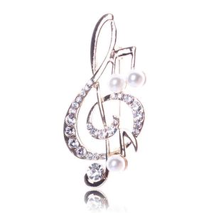 Pins, Brooches Exquisite Music Note Style Brooch Gold Color Crystal For Women Musician Gift Concert Routine Jewelry Lapel Pins