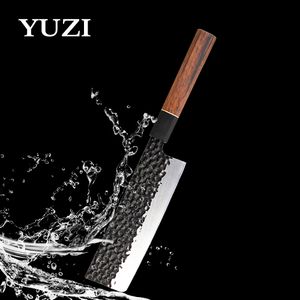 Yuzi 7 tums handgjorda smidda köksknivar Hög koldioxidskivor Kockkniv Retro Köttfärsverktyg Fiske Skivning Matlagningsverktyg