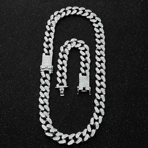 Męskie 20mm Heavy Linded Out Miami Cuban Link Chain Rapper Crystal Naszyjnik Choker Bling Hip Hop Biżuteria Złote Srebrne Łańcuchy Kolor X0509