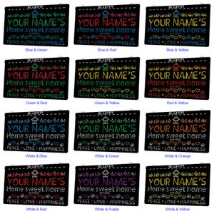 LX1177 Your Names Home Sweet Home Peace Love Happiness Light Sign Dual Color 3D Engraving