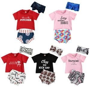 Klädsuppsättningar FocusNorm Valentines Days Infant Baby Girls Boys Clothes 3pcs Kortärmad T-shirts Toppar Mönster / Snakeskin Shorts Headband