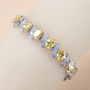 2021 Vintage Tillbehör 925 Sterling Silver Fine Yellow Gemstone Charm Armband och Bangles för Kvinnor Smycken Making