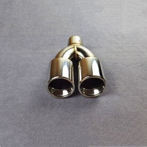 1 Piece Dual Outlet 304 Stainless Steel Exhaust Pipe Car Universal Oot 89/101MM Y Model Muffler Tip Tailpipe