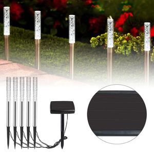 5 in 1 Solar LED Acrylic Bubble Lawn Lamp Set Waterproof Garden Landscape White Light Decor