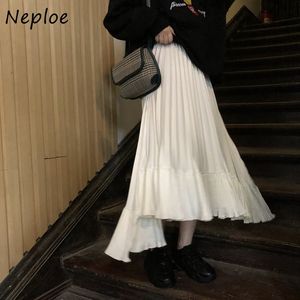 네 플로 패션 불규칙한 디자인 Draped 치마 여성 높은 허리 엉덩이 솔리드 jupe femme 봄 여름 기질 팔다리 210510