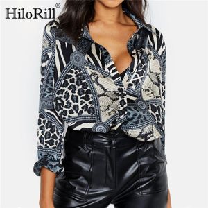 Blusa Mulheres Leopardo Snake Cadeia Impressão Vintage Blusas Escritório Casual Camisa Plus Size Ladies Tops Blusas Mujer 210508