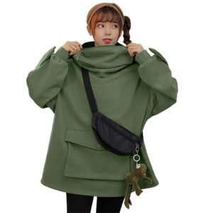 Harajuku Suéter Mulheres Hoodies Doce Japão Top Criativo Costura Tridimensional Rãs Bonitos Pullover Bolso Hoodies 210927