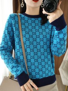 سترات مصممة للسيدات في أوائل الخريف الجديد G جديد G Womens Thin Worded Wool Sweater Long Sleeves Inner Wear Pullover Retro Top Jyni