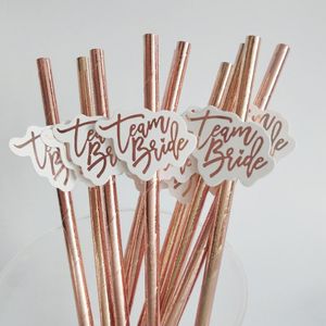 Disposable Dinnerware 10pcs Straws Rose Gold Team Bride Paper Party Straw Wedding To Be Decoration Bachelor Bridal Shower Supplies