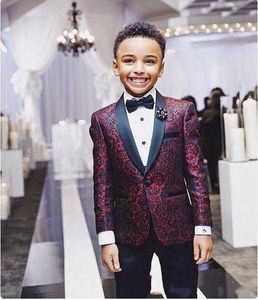 Weddings Pattern Shawl Lapel Boys Suits Children Suit Costume Homme Kid Prom Suits Terno Masculino Slim Fit Blazer 2 Pieces X0909