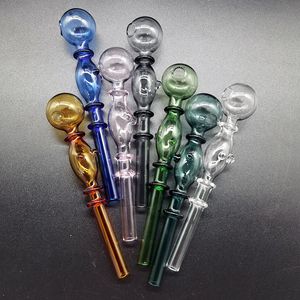 Grube szkło Pyrex Palnik olejowy do bonga Kolorowe fajki ręczne Około 140 mm spiralna rurka Borokrzemianowe rurki sprężynowe Dab Rig Średnica Ball Balancer Bongo wodne