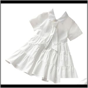 Baby Clothing Baby, Kids MaternityFashion Little Lato Lapel Sukienka, Krótki Rękaw Solid Color Button Front Loose Fit Dress Hurtownie Girls