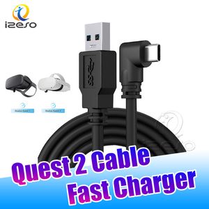 Quest 2 Cable 10ft 16ft 20ft USB till C för Oculus Quest Länkkablar 3A Höghastighetsdataöverföring VR Headset Gaming Meta Izeso