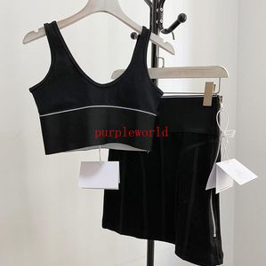 Luxury Cotton Tracksuits for Women Vests Dresses Ladies Knit Tops Shorts Brand Package Hip Skirt Personality Strap Vest