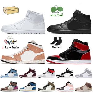 Wholesale tan basketball shoes for sale - Group buy Sneakers Mid s Jumpman Basketball Shoes Triple White Black Brushstroke High OG Patent Bred Bordeaux Tan Gum Retro University Blue Wolf Grey Women Mens Trainers