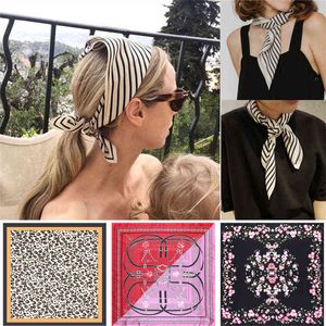 Fringe Frame Square Scarves Bandanna Silk Scarf Women 2021 Fashion Headband Neck Tie Band Professionell Neckerchief Drop Shipping Y1108