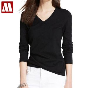 Frauen Mädchen Baumwolle T-shirt Solide Langarm Casual T-shirt Plus Größe Unterhemd Atacado Roupas Femininas Dame Kleidung Tees Tops 210720