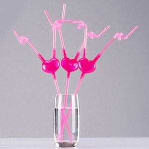 Drinking Straws 1PCS Funny Love Heart Double Straw Unique Flexible Tube Kids Colorful Plastic DIY Bar Accessories