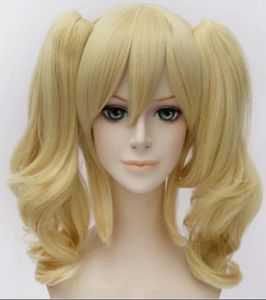 COS WIG New Fashion Glamour Długie Blondynka Kręcone Peruki Cosplay + 2 Clip Ponytail