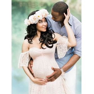 Lång moderskap fotografi rekvisita graviditet klänning fotografi moderskap klänningar för fotografering gravid klänning spets maxi klänning y0924