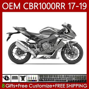 Fairings Kit för Honda CBR1000 CBR 1000 RR CC 2017-2019 Bodywork 75NO.117 CBR 1000RR 1000CC 2017 2018 2019 CBR1000CC CBR1000RR 17 18 19 Injektion OEM Kroppsglansig grå