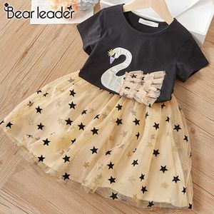 Urso Líder Crianças Conjuntos de Roupas de Verão Outfits Cisne Cartoon Top e Saia 2 Pcs Meninas Sequin Outerwear Roupas 3 7Y 210708