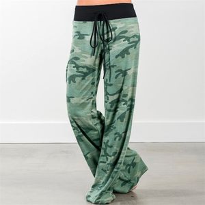 Baggy Gevşek Joggers kadın Pantolon Kadın Spor Camo Kadınlar için Pantolon Artı Boyutu Geniş Bacak Palazzo Sweatpants Green 211115