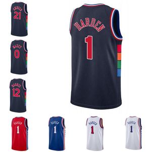 Koszykówka Jersey James Harden # 1 Joel Embilow # 21 Tyresese Maxey # 0 2021-22 Koszulki miejskie Mężczyźni Młodzież S-XXL