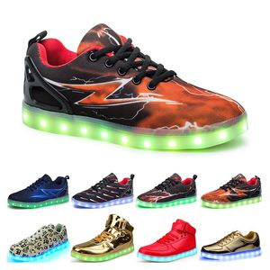 Casual luminous shoes mens womens big size 36-46 eur fashion Breathable comfortable black white green red pink bule orange two 59EB9E