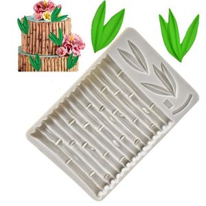 Folha de Bambu Ruffle Molde de Silicone Molde 3D para Panda Buck Border Decoração Chocolate Creme Formulário De Cozimento Ferramenta Acessórios De Cozinha